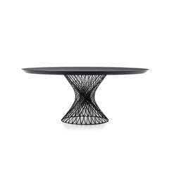 Riva 1920 Contemporary Dining Table, Black Oak Top & Carbon Fiber Base