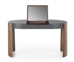 Riva 1920 ECLISSE Scrivania Vanity in noce - Piano in pelle - Design autentico