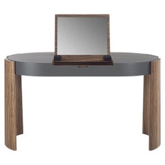 Riva 1920 ECLISSE Scrivania Vanity in noce - Piano in pelle - Design autentico
