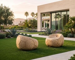 Riva 1920 Football – Sculptural Swivel Armchair in Solid Cedar by Guto Biazzetto