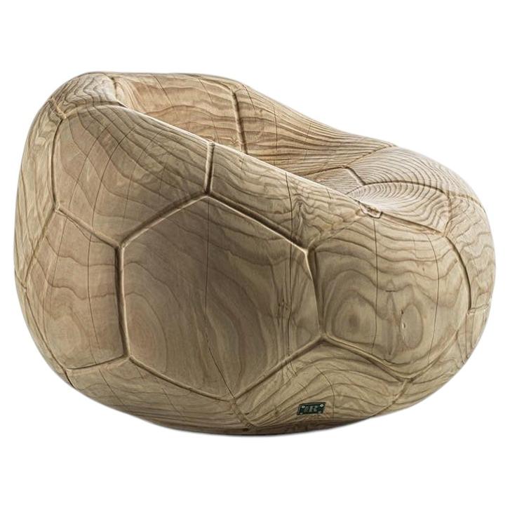 Riva 1920 Football – Sculptural Swivel Armchair in Solid Cedar by Guto Biazzetto For Sale