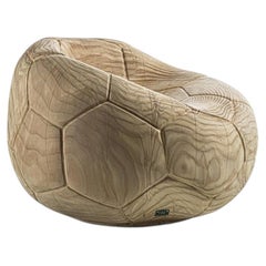 Riva 1920 Football – Sculptural Swivel Armchair in Solid Cedar by Guto Biazzetto