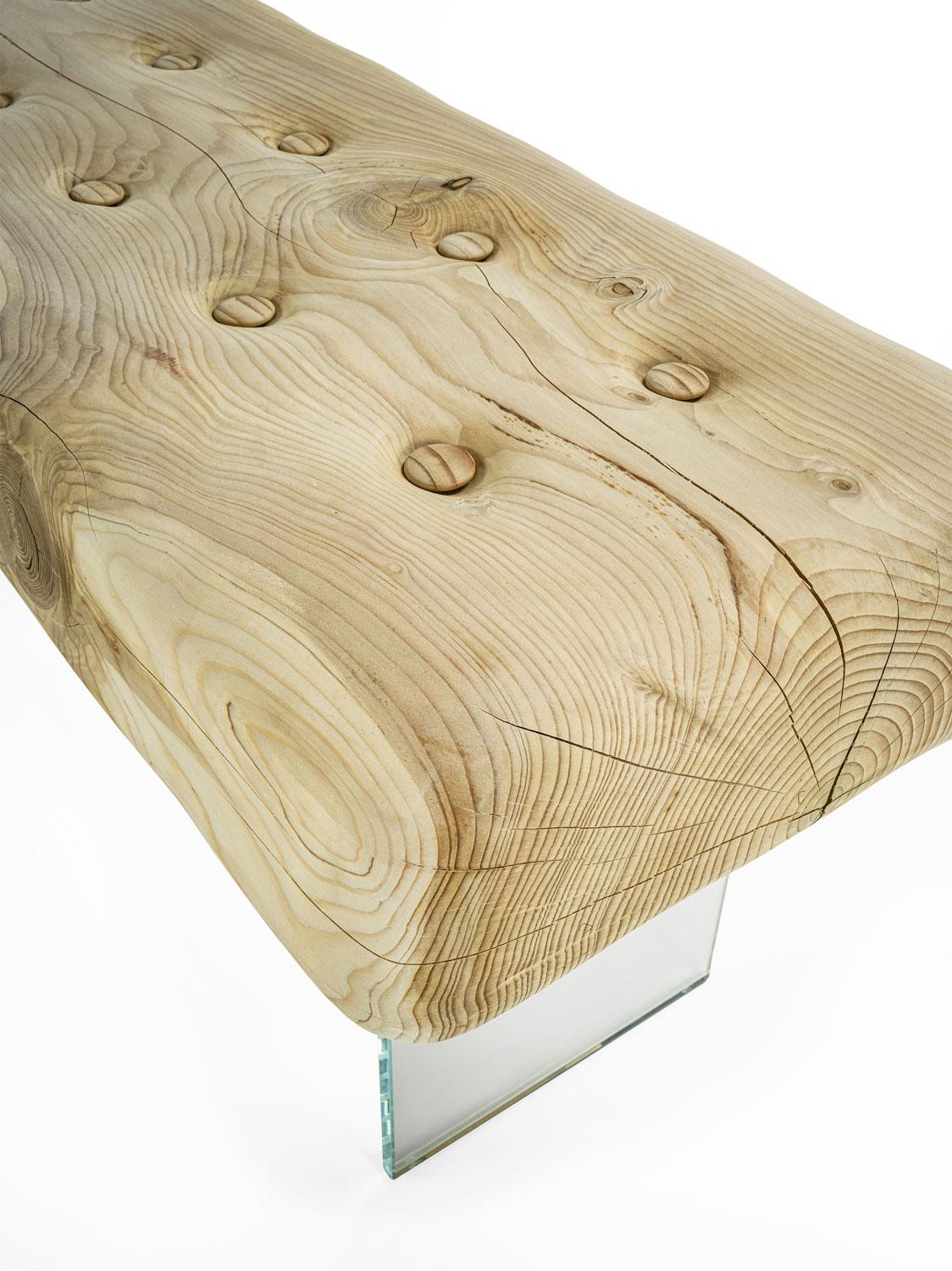 Contemporary Riva 1920 Giacinto Bench - Design by Studio AMeBE, W 130 cm (51.2 in) For Sale