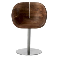 Riva 1920 Gioconda - Solid Walnut Swivel Chair with Steel Base
