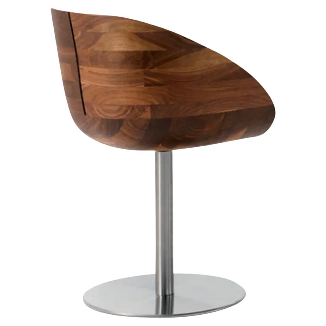 Riva 1920 Gioconda – Solid Walnut Swivel Chair with Steel Base in vendita
