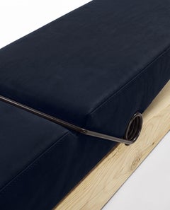 Riva 1920 MOLLETTA 100+6 – Sculptural Cedar Bench with Black Leather Upholstery