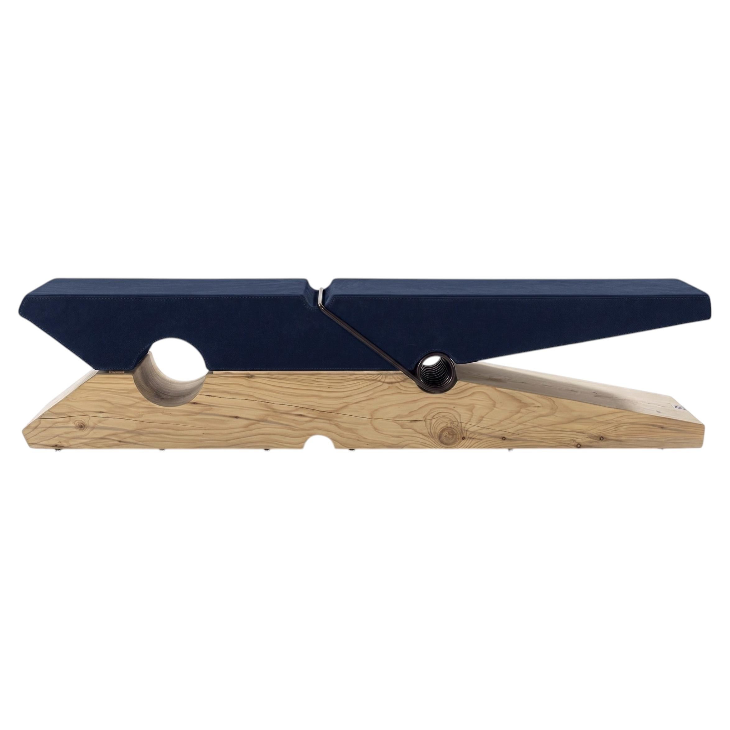 Riva 1920 MOLLETTA 100+6 – Sculptural Cedar Bench with Black Leather Upholstery