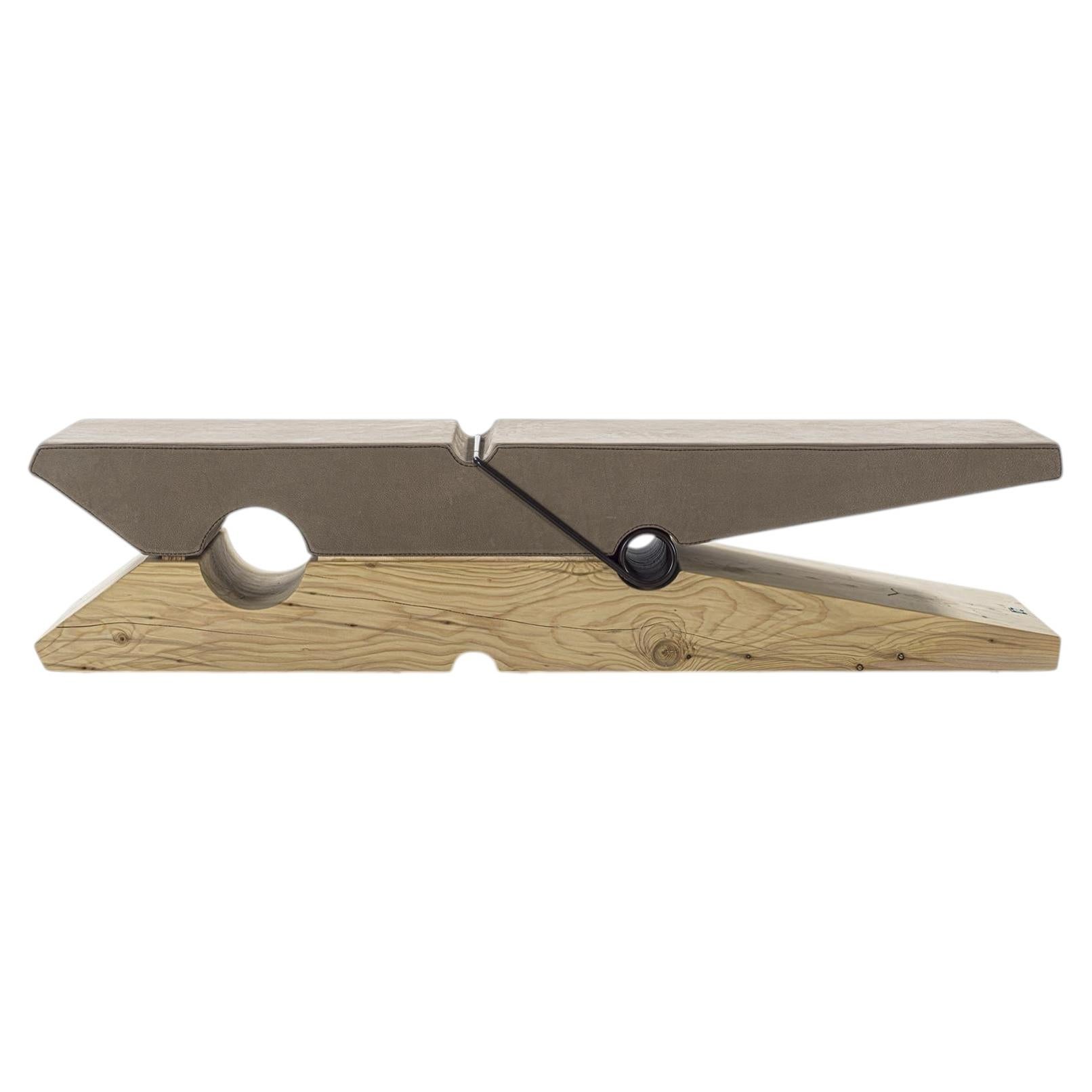 Riva 1920 MOLLETTA 100+6 – Sculptural Cedar Bench with Leather Upholstery For Sale