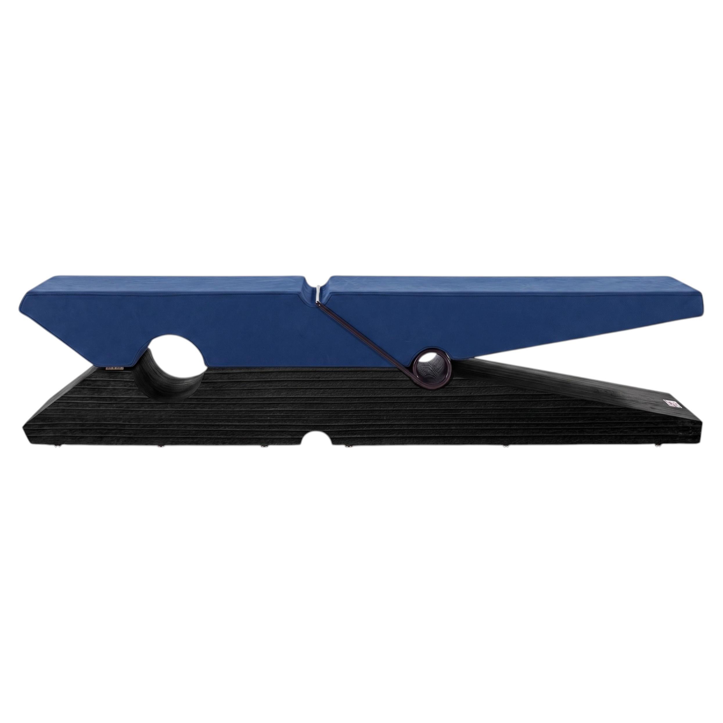 Riva 1920 MOLLETTA 100+6 Sculptural Vulcano Cedar Bench Ocean Leather seat 190cm For Sale