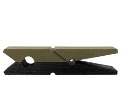 Riva 1920 MOLLETTA 100+6 Sculptural Vulcano Cedar Bench with Green Leather seat