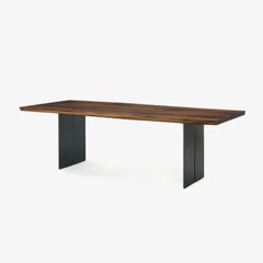 Riva 1920 Natura Plank Dining Table, Solid Walnut with Iron Base W 200 cm 78.7in