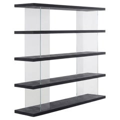 Riva 1920 PARENTESI Modular Bookcase with Glass Uprights by CarlesiTonelli Black