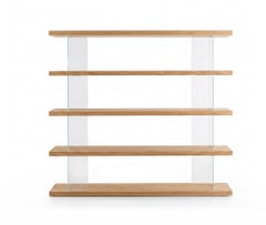 Riva 1920 PARENTESI – Modular Bookcase with Glass Uprights by CarlesiTonelli Oak