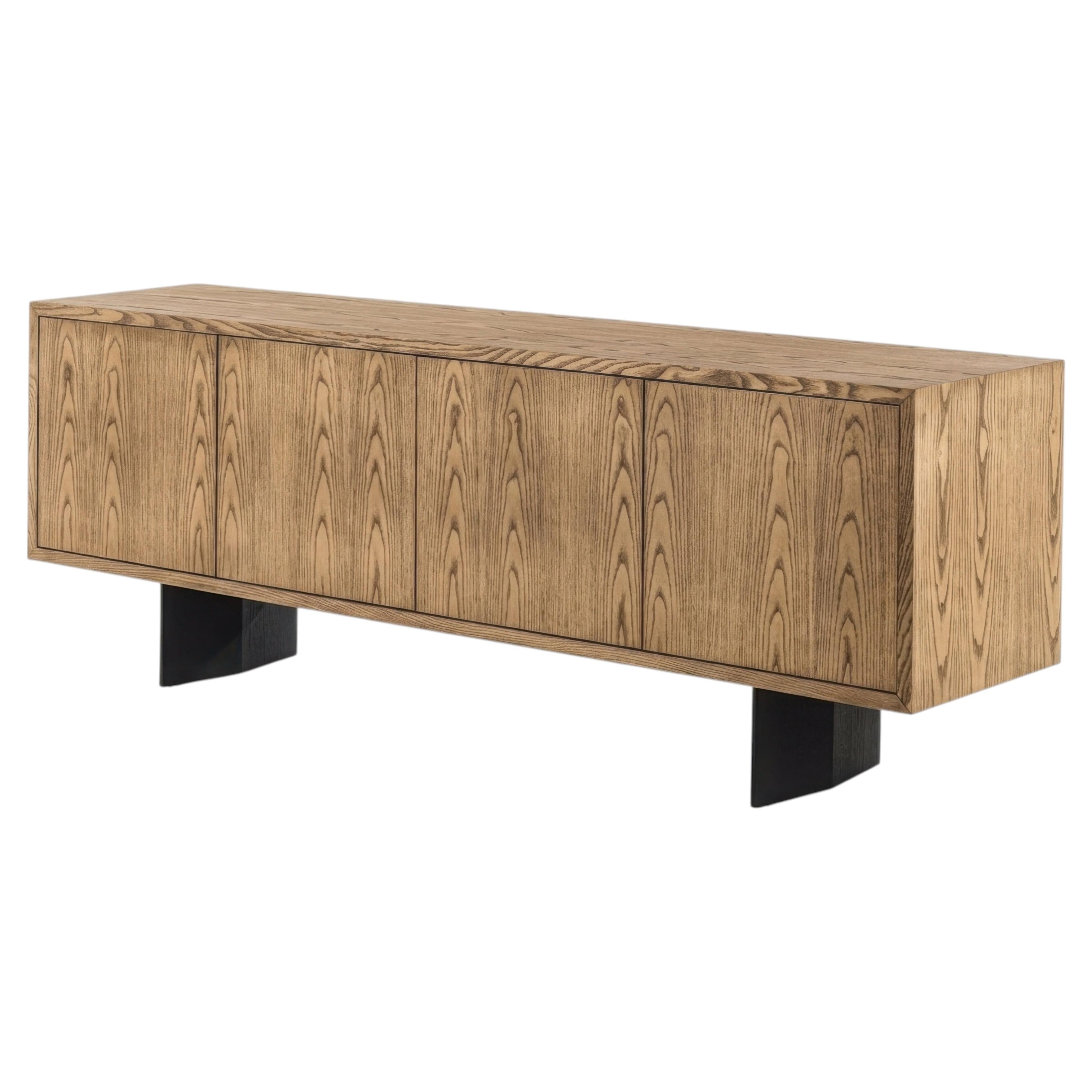 Riva 1920 Sideboard, Solid Wood with Rhombus Legs and Seamless Push-Pull Facade For Sale