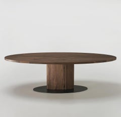 Riva 1920 Solid Wood Elliptical Dining Table with Metal Base, Customizable