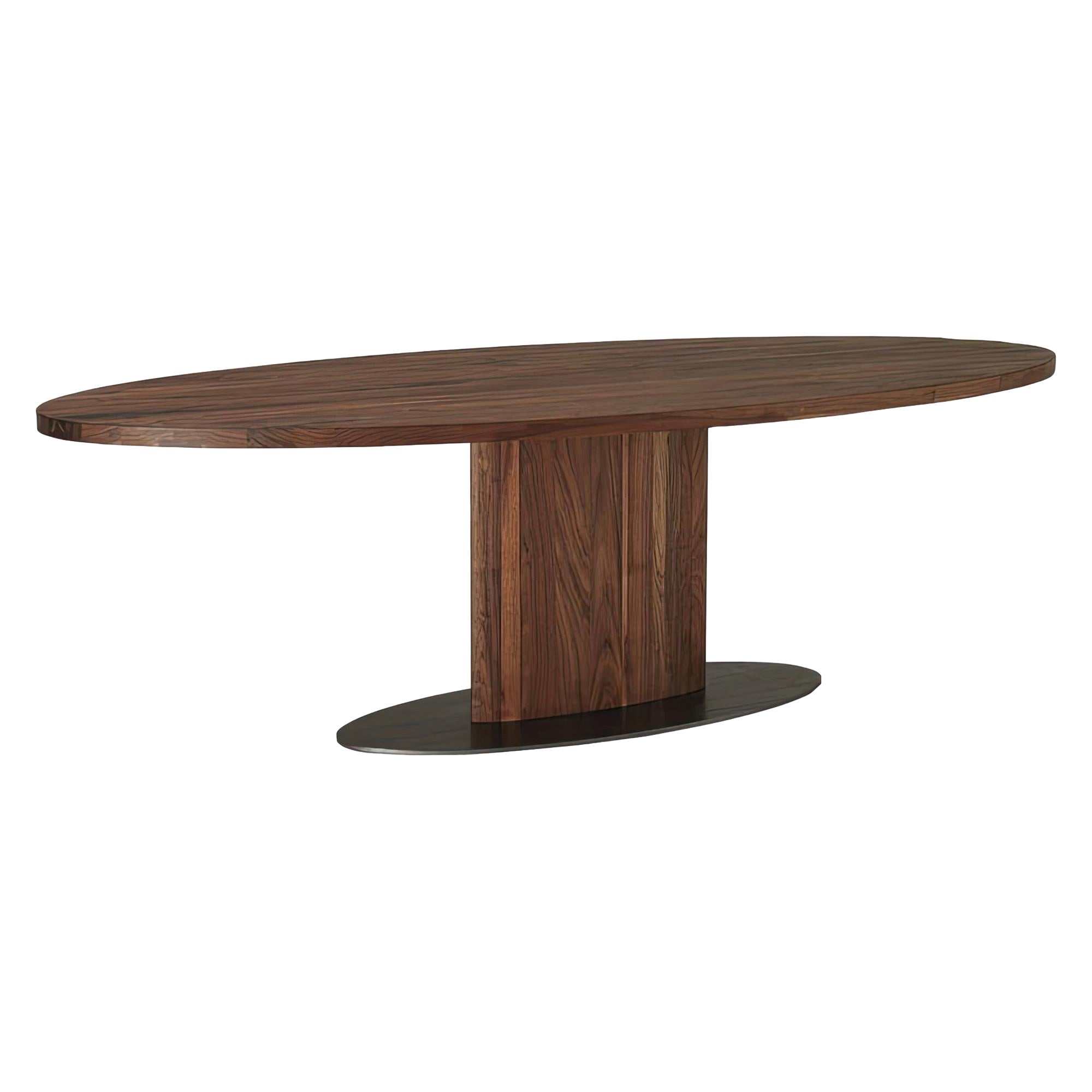 Riva 1920 Solid Wood Elliptical Dining Table with Metal Base, Customizable