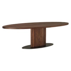 Riva 1920 Solid Wood Elliptical Dining Table with Metal Base, Customizable