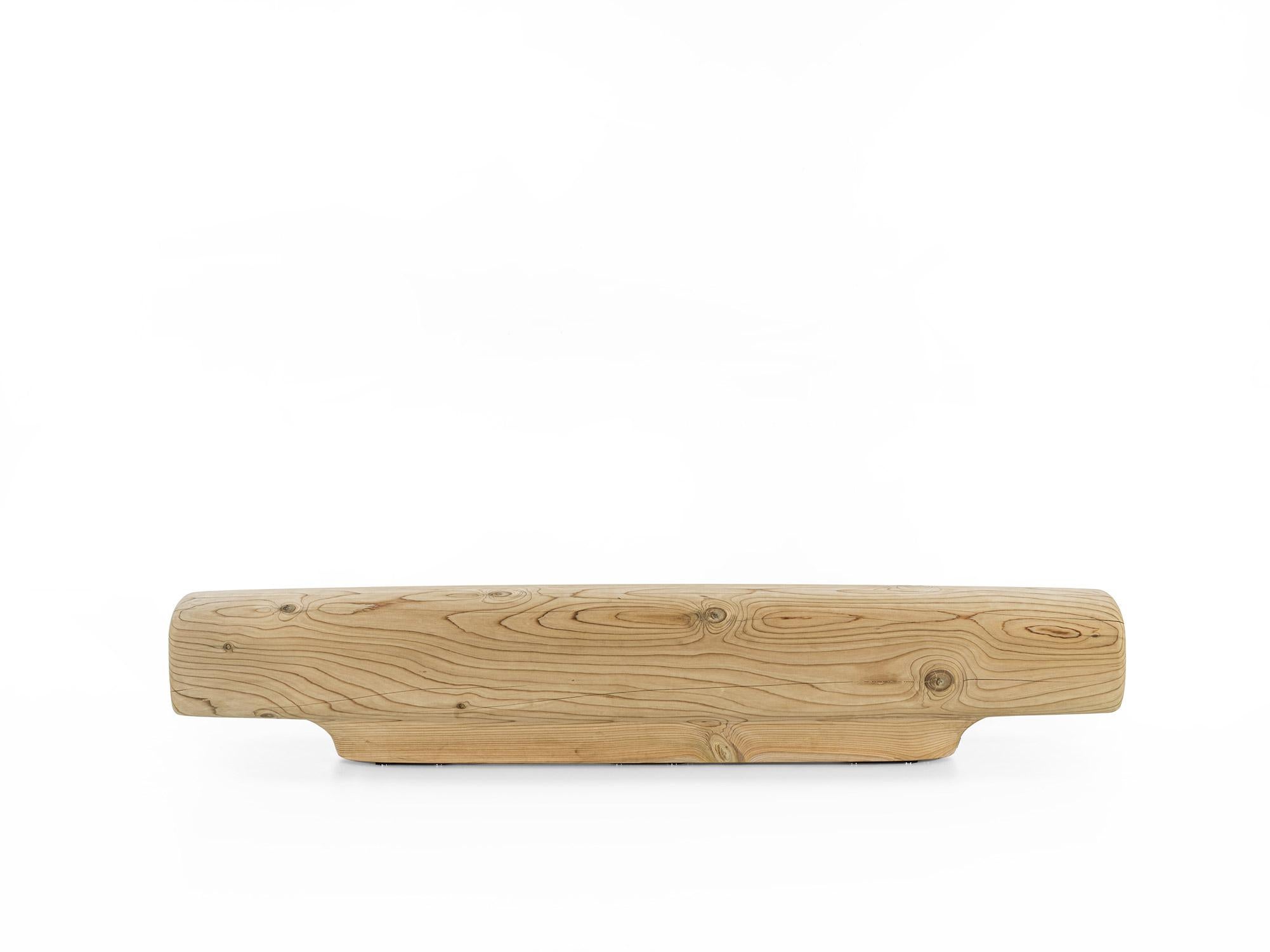 Riva 1920 TRAVETTO Bench
Design: Studio Substance 

The TRAVETTO Bench is crafted from a single block of scented solid cedar, combining structural strength with refined simplicity. Its elongated, linear form evokes the image of a balance beam,