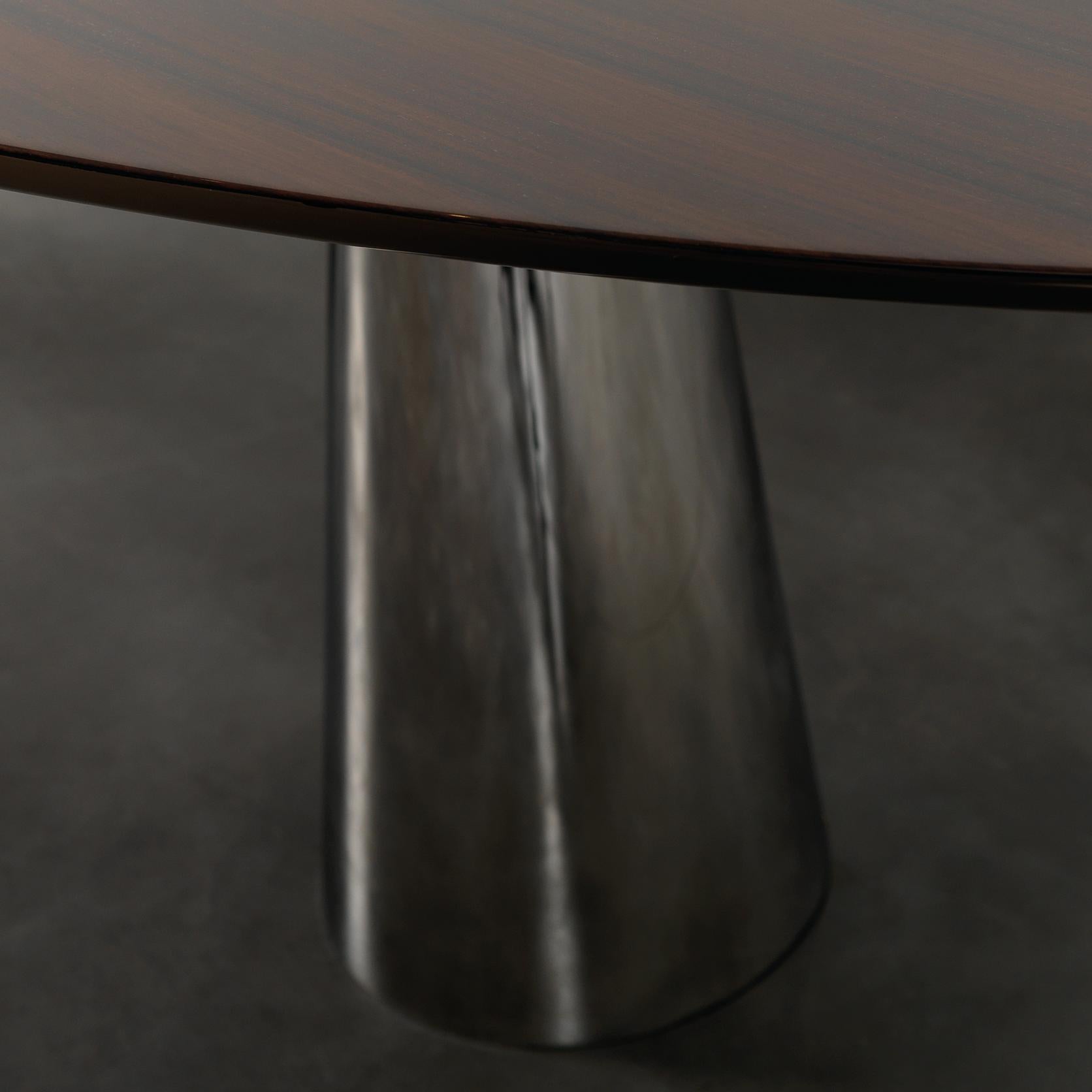 Modern Riva, Dining Table in Rosewood, High Gloss Grey Lacquer and Polished Stainless For Sale