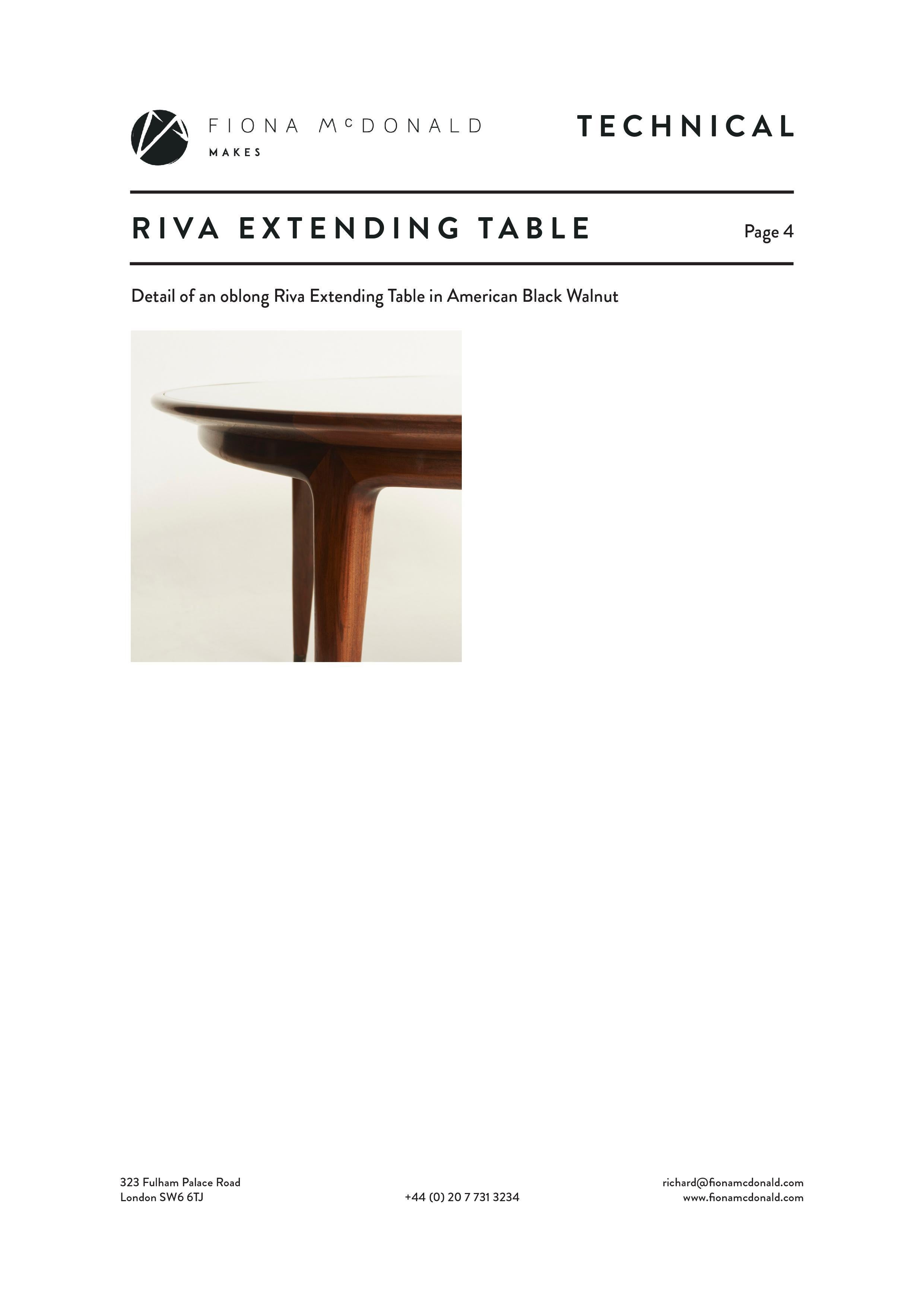 Riva Extending Table - Bespoke - Ebonised Walnut Dining Table with Brass Feet For Sale 8