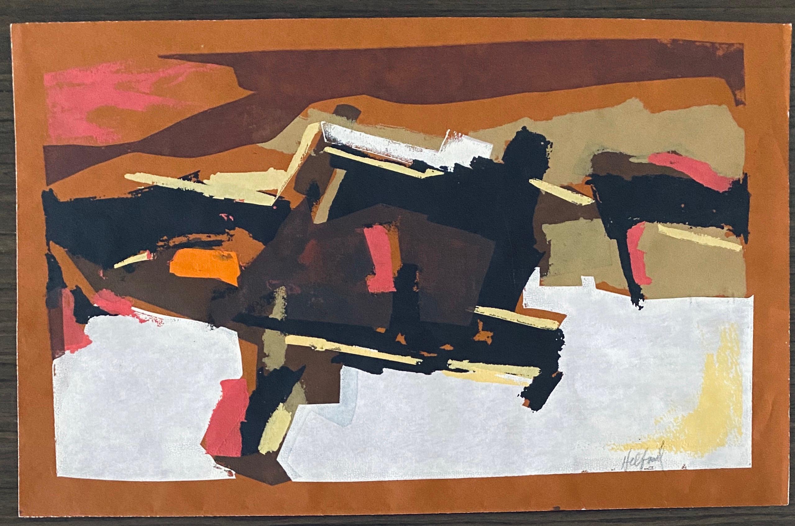 Donna artista WPA Stampa astratta modernista - Print Astratto di Riva Helfond
