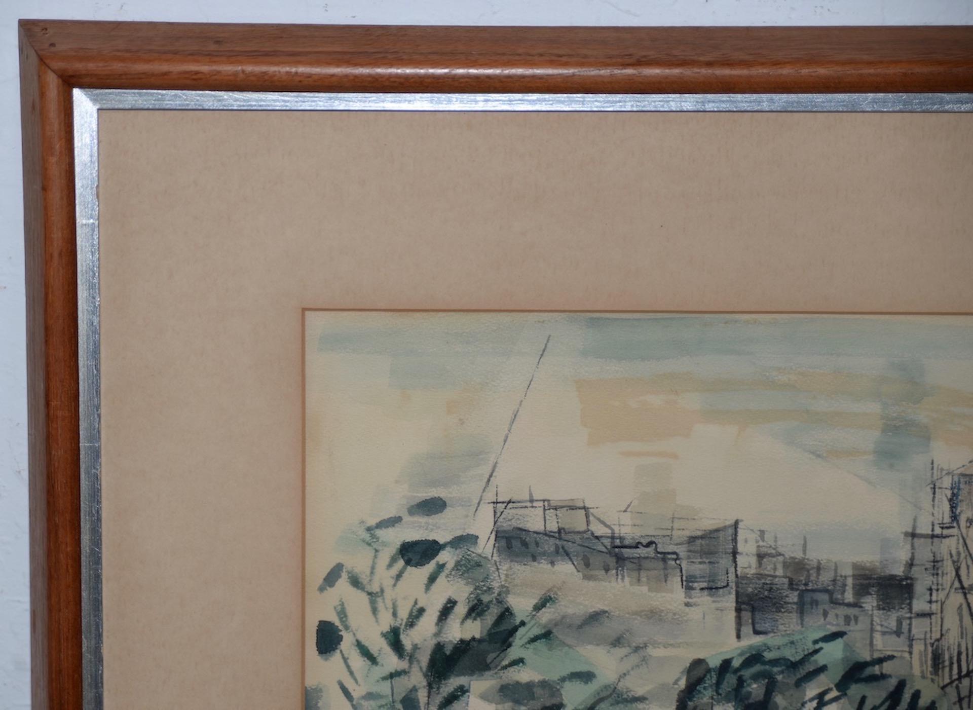 Riva Helfond Catedral de Notre-Dame de París en acuarela abstracta, hacia 1954 Estadounidense en venta