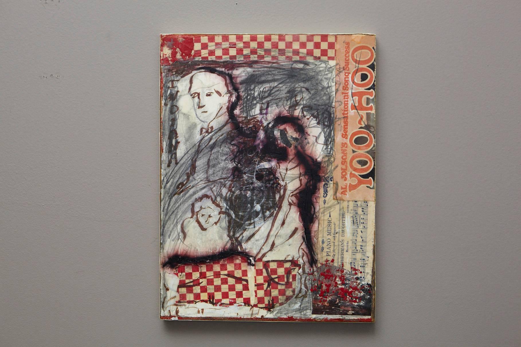 Mixed Media. Collage on wood board, ink, crayon, found objects, encaustic. Unsigned, sticker on back with title, year and name.

Riva Leviten (American 1928-2014) was born in Hollywood, California and spent most of her life active in the dynamic art