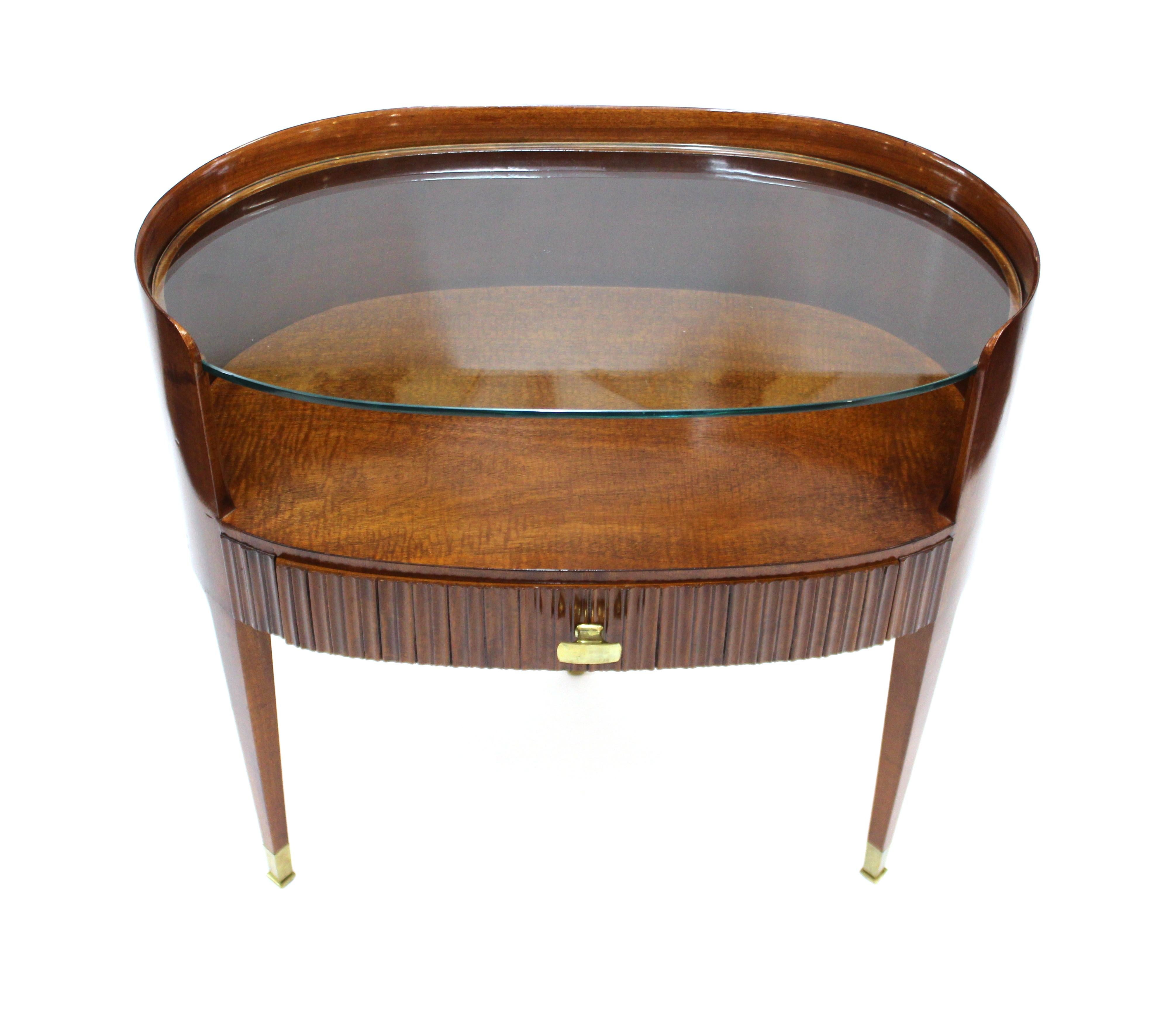 Art Deco Riva Mobili D'Arte Italian Modernist Carved Wood Tripod Side or End-tables