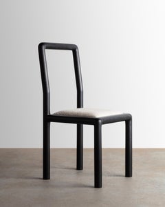 Rival Dining Chair Ebonized Oak with Natural Bouclé Upholstery