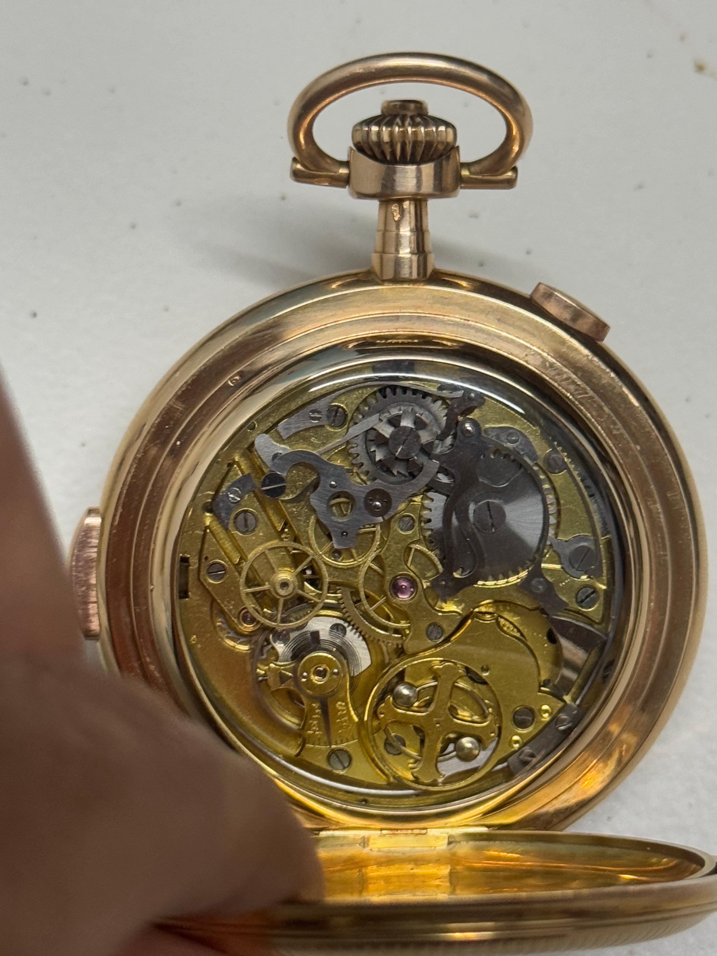 RIVAL FULL CALENDAR ANTIQUE Pocket Watch MOON PHASE 1/4 REPEATER SOLID GOLD12.5K 1