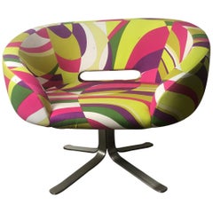 Rive Droite Swivel Lounge Chair by Patrick Norguet for Cappellini, Pucci Fabric