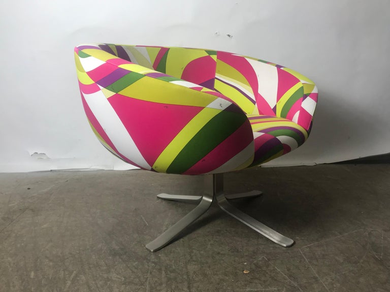 Rive Droite Swivel Lounge Chair by Patrick Norguet for Cappellini, Pucci  Fabric at 1stDibs