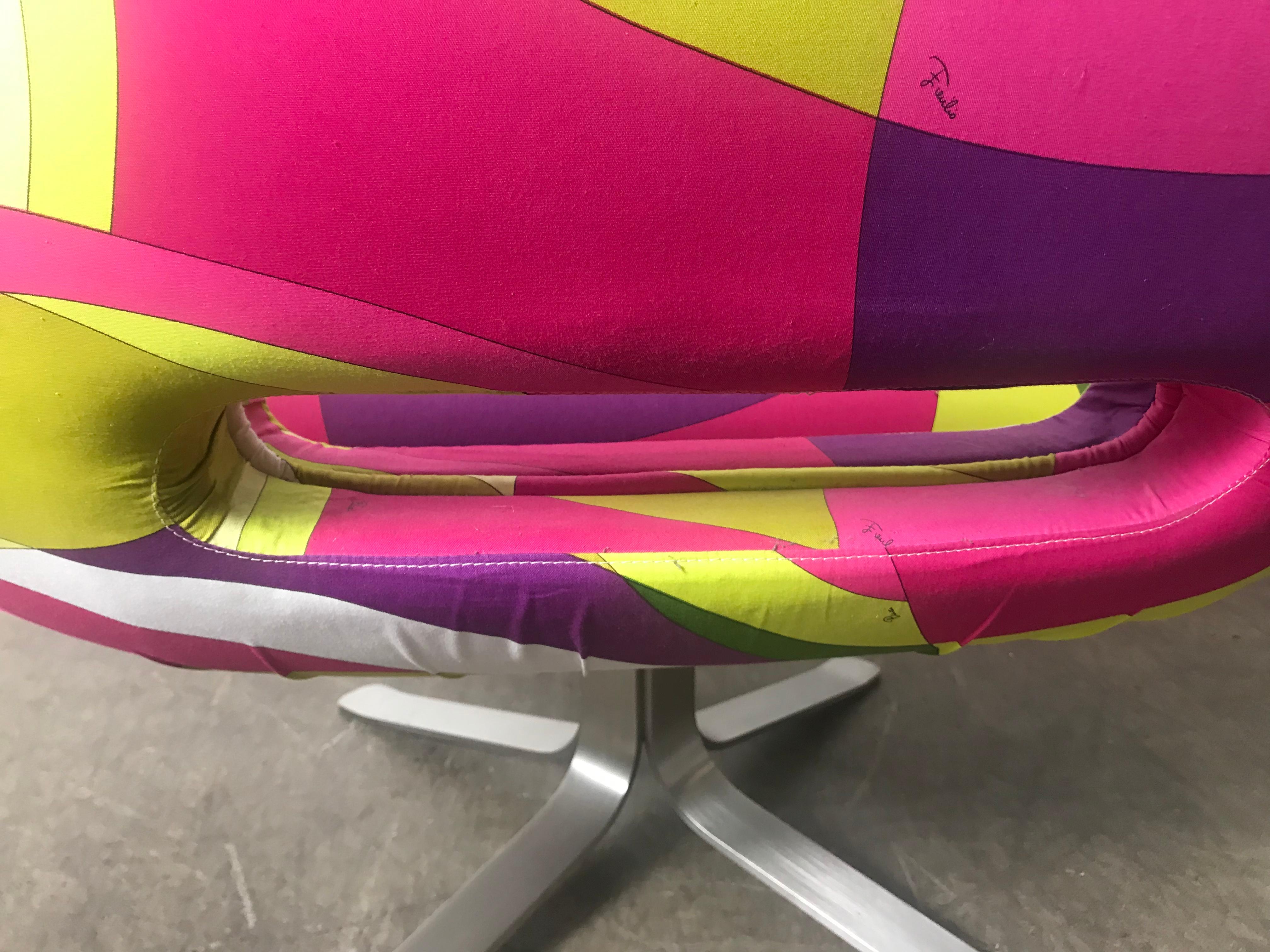 Other Rive Droite Swivel Lounge Chair by Patrick Norguet for Cappellini, Pucci Fabric