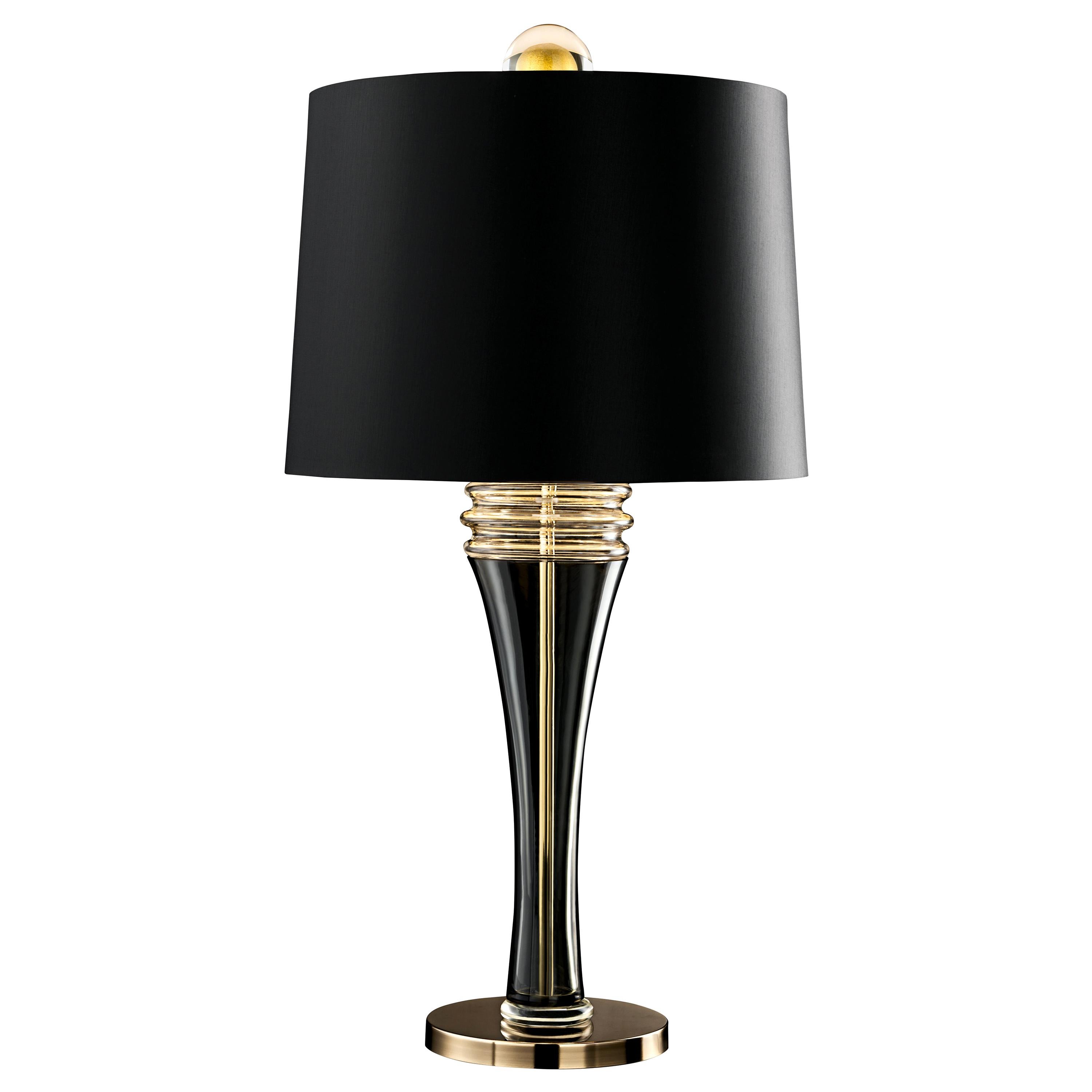 Gray (Grey_IC) Rive Gauche 7068 Table Lamp in Glass with Black Shade, by Giorgia Brusemini