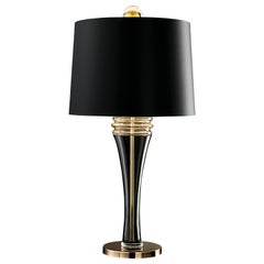 Rive Gauche 7068 Table Lamp in Glass with Black Shade, by Giorgia Brusemini