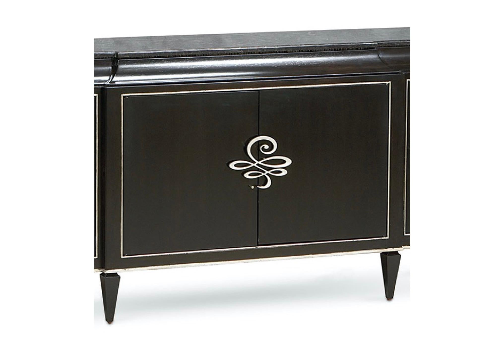 Hollywood Regency Rive Gauche Buffet with Black Stone Top