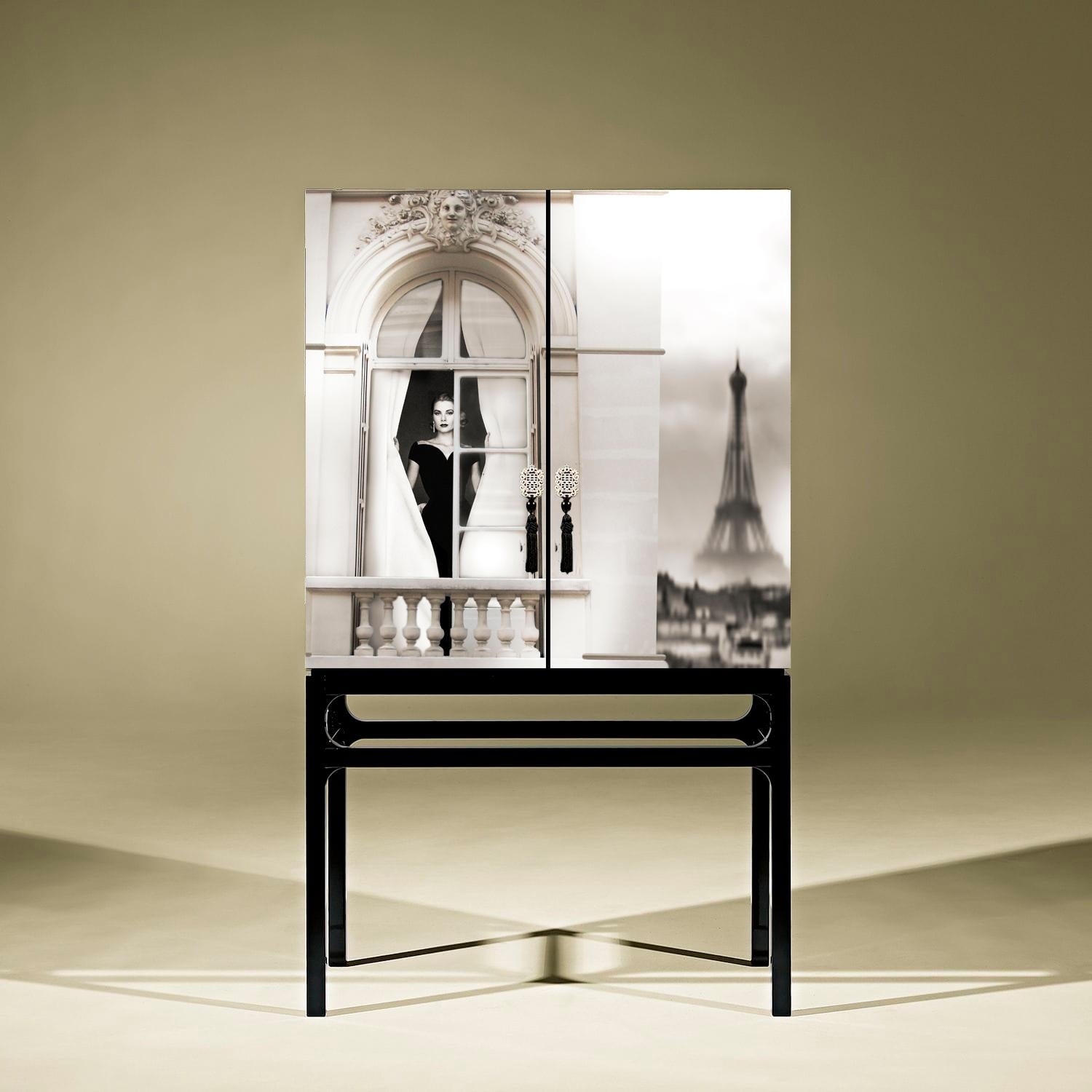 Contemporary Rive Gauche Grace Kelly Cabinet with Artistic Intervention by Axel Crieger For Sale