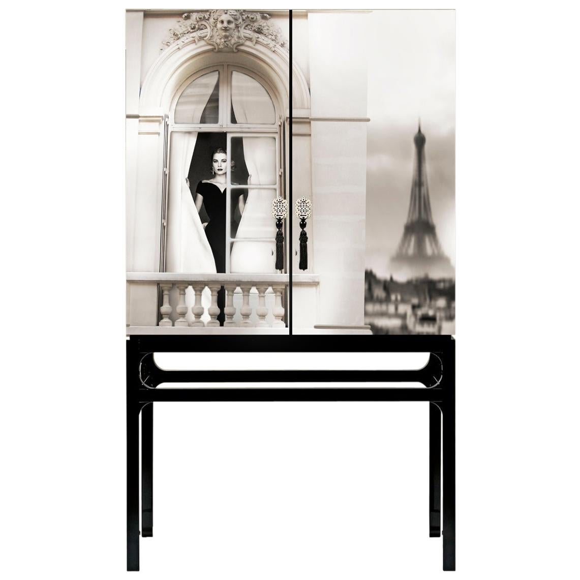 Rive Gauche Grace Kelly Cabinet with Artistic Intervention by Axel Crieger