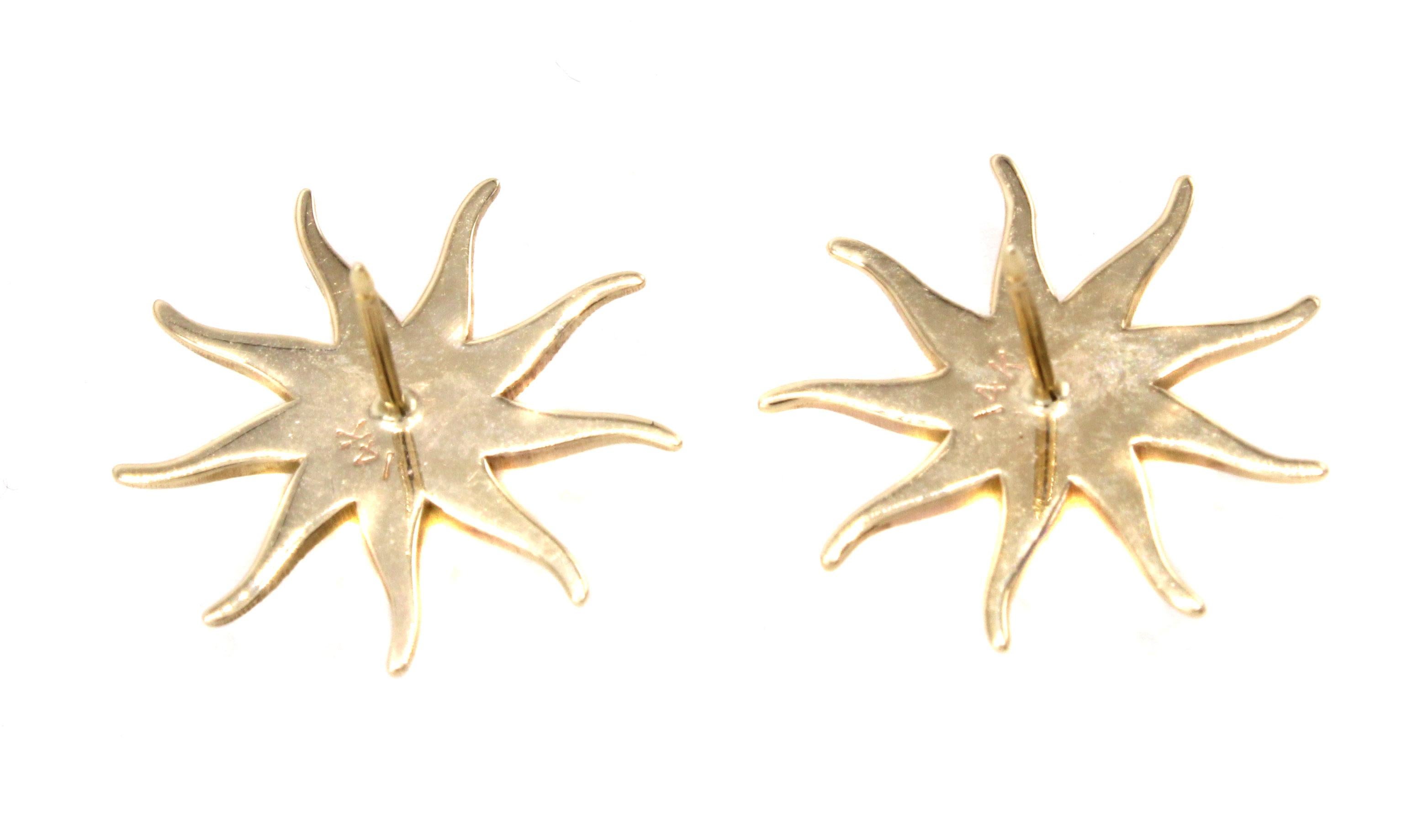 Blauer Topas Sonnenschliff Gold Ohrringe von Rive Gauche Jewelry (Rundschliff) im Angebot