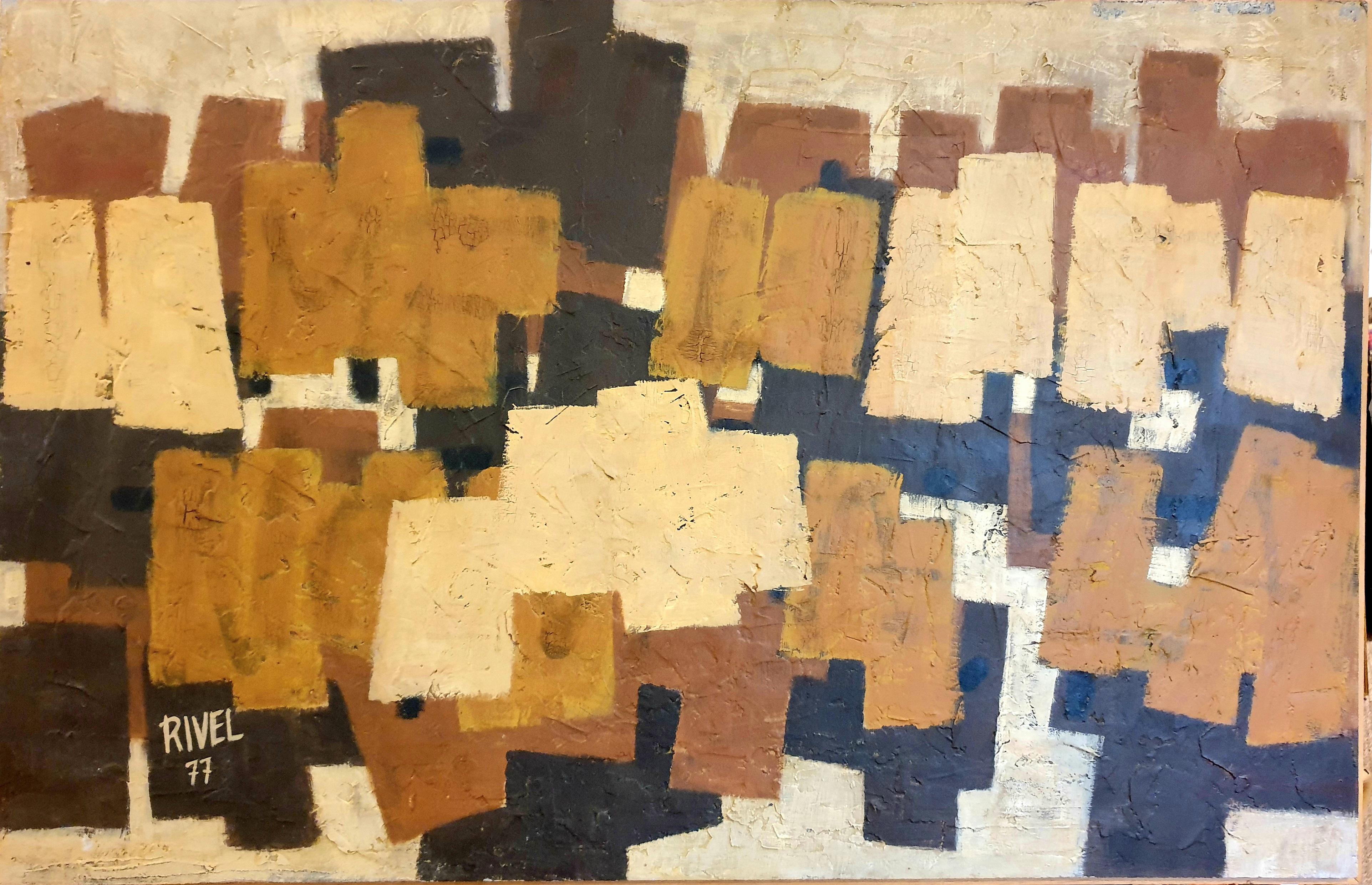 Rivel Abstract Painting - Large Geometric Abstract. 'Traces No.9 Pour une Archéologie du Présent.'