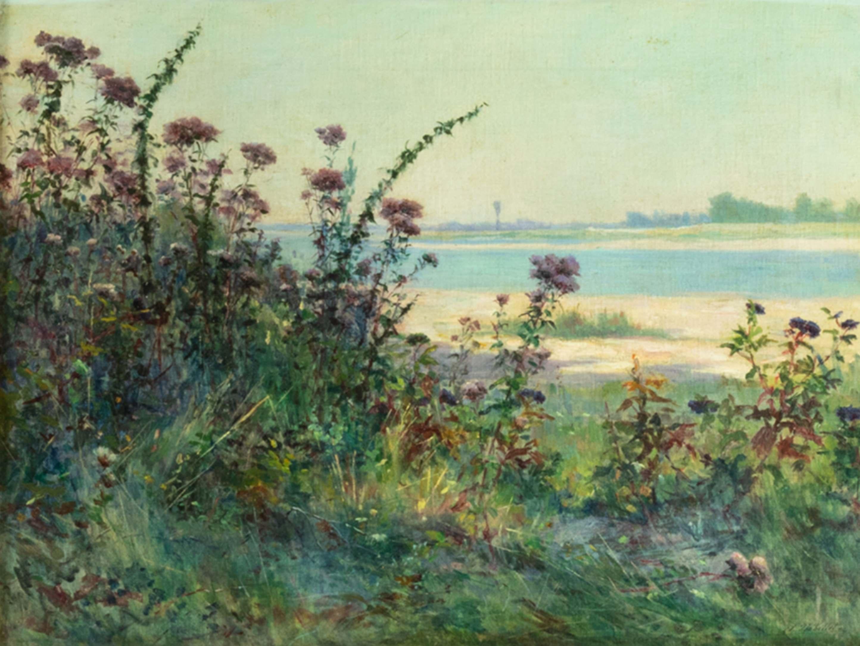 Barbizon School Beach Painting By Auguste Michel Nobillet, 19th Century For Sale