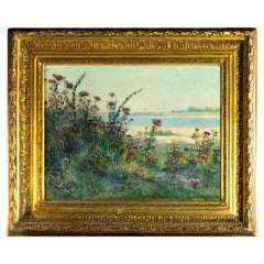 Antique Beach Painting By Auguste Michel Nobillet, 19th Century