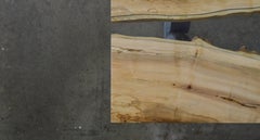 River Gorge Dining Table with Live Edge Top and Steel Base with Rock Feature