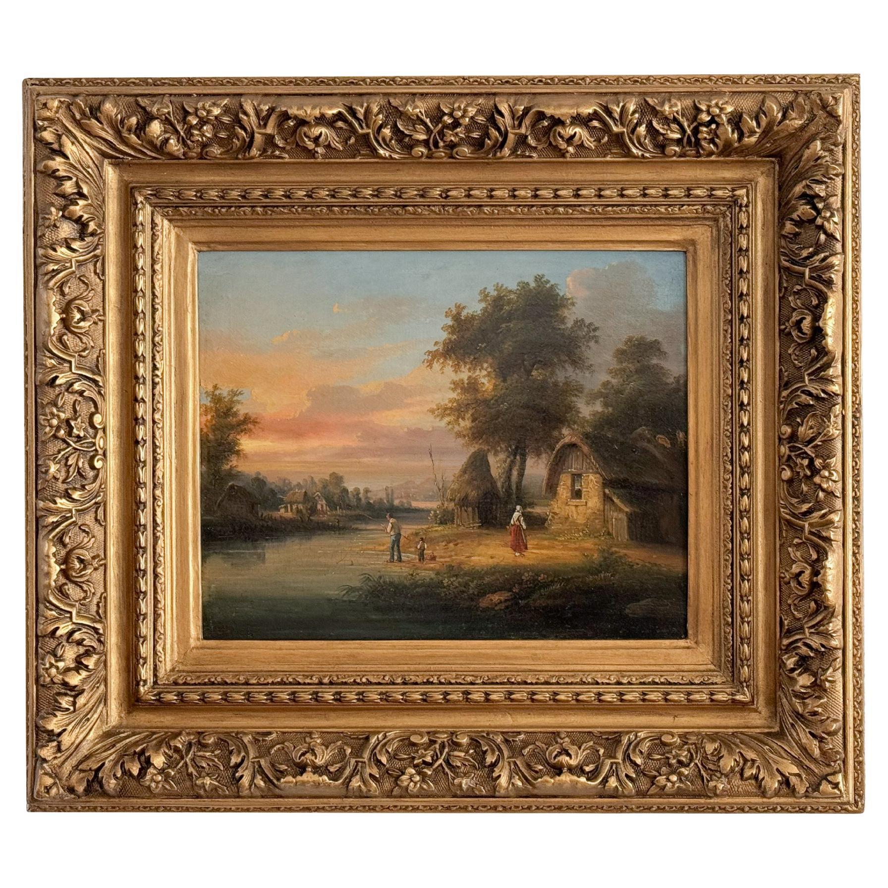 River Landscape, Henri Desfontaines, 19th Century