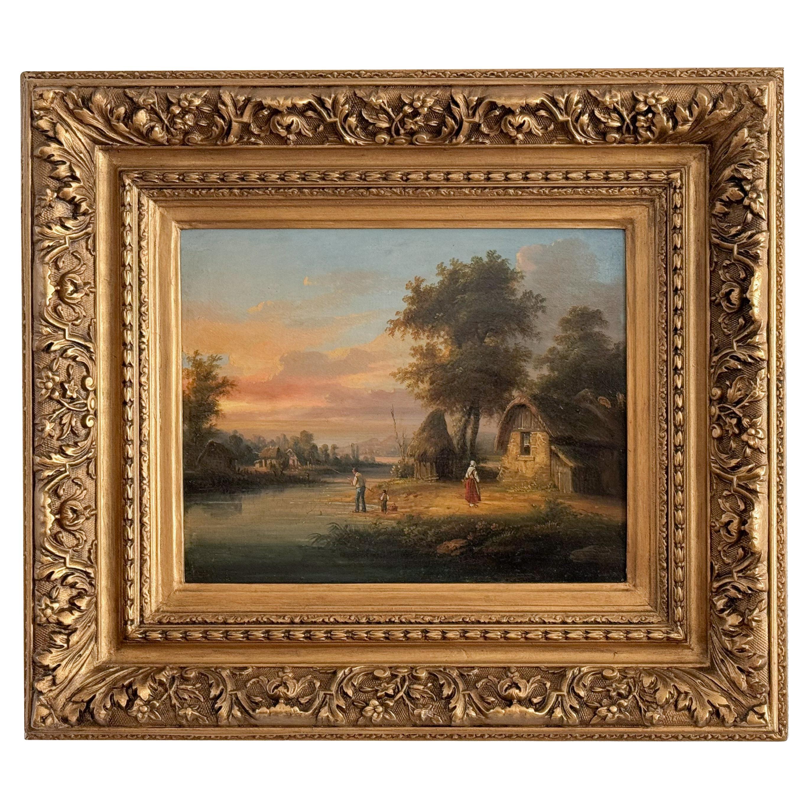 Flusslandschaft, Henri Desfontaines, 19. Jahrhundert