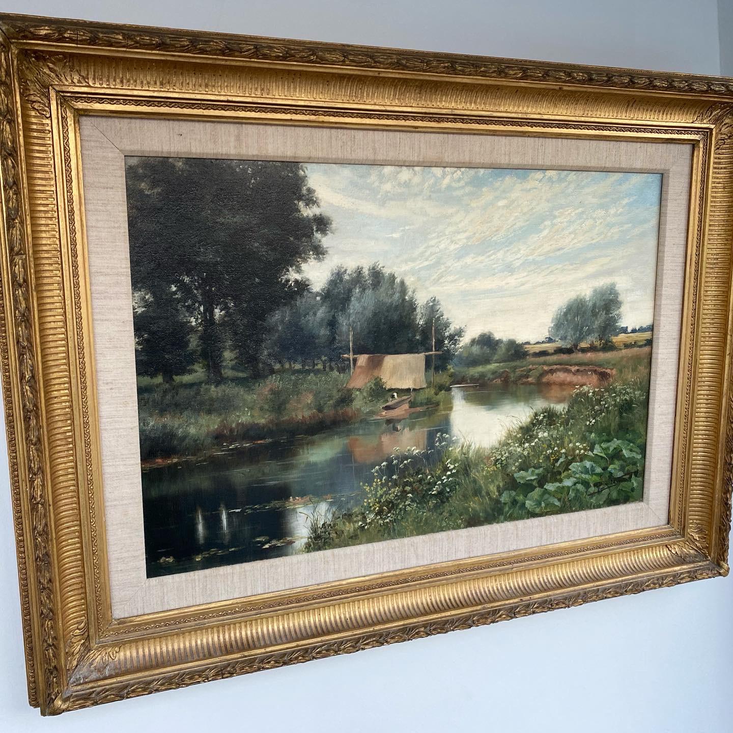 A well executed River landscape painting by Helen Donald-Smith fl, 1880-1925. Nicely framed and mounted. Helen Donald-Smith was an English artist who worked in oil and watercolor. Her work featured landscapes, particularly of Venice, and