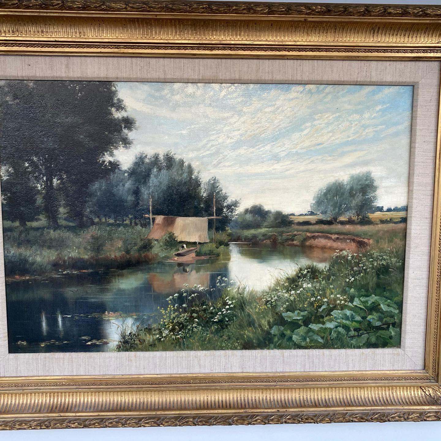 Edwardian River Landscape Oil Painting by Helen Donald-Smith For Sale