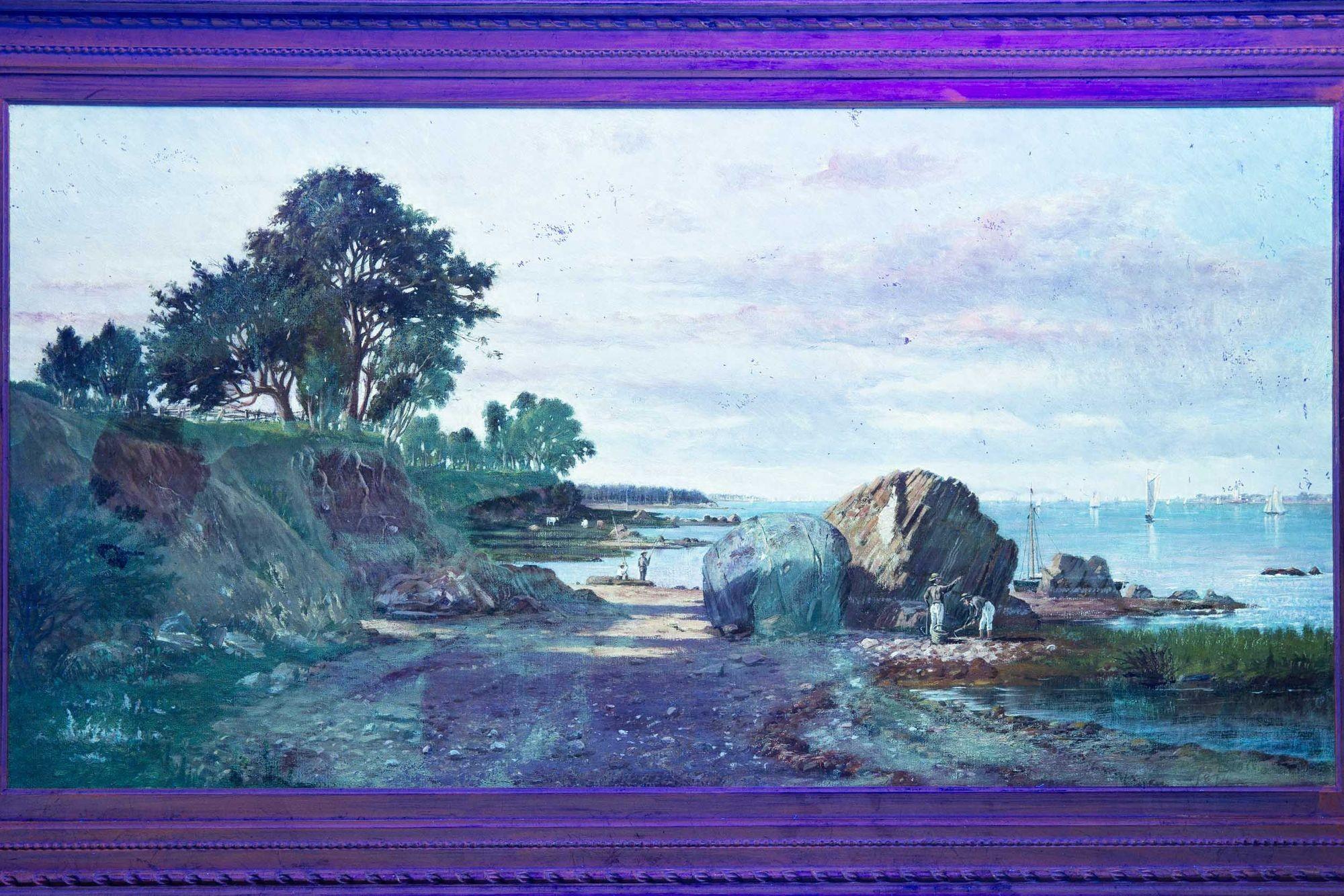Paesaggio fluviale con pesca e vongole di Francois de Blois, 1874 ca. in vendita 8