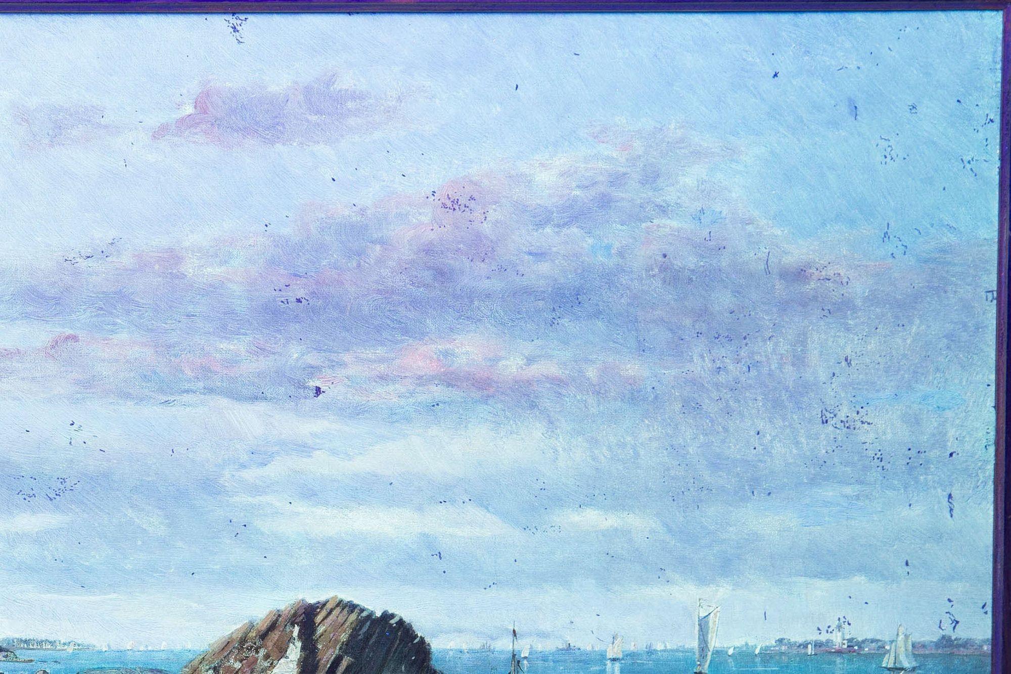 Paesaggio fluviale con pesca e vongole di Francois de Blois, 1874 ca. in vendita 9