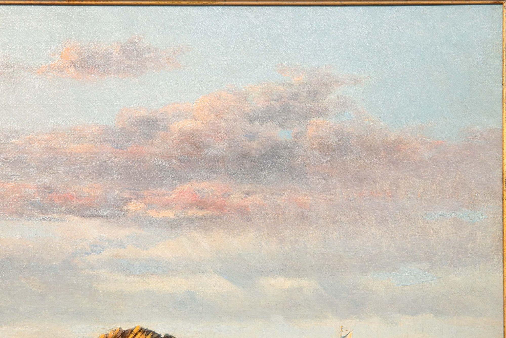 Paesaggio fluviale con pesca e vongole di Francois de Blois, 1874 ca. In condizioni buone in vendita a Shippensburg, PA